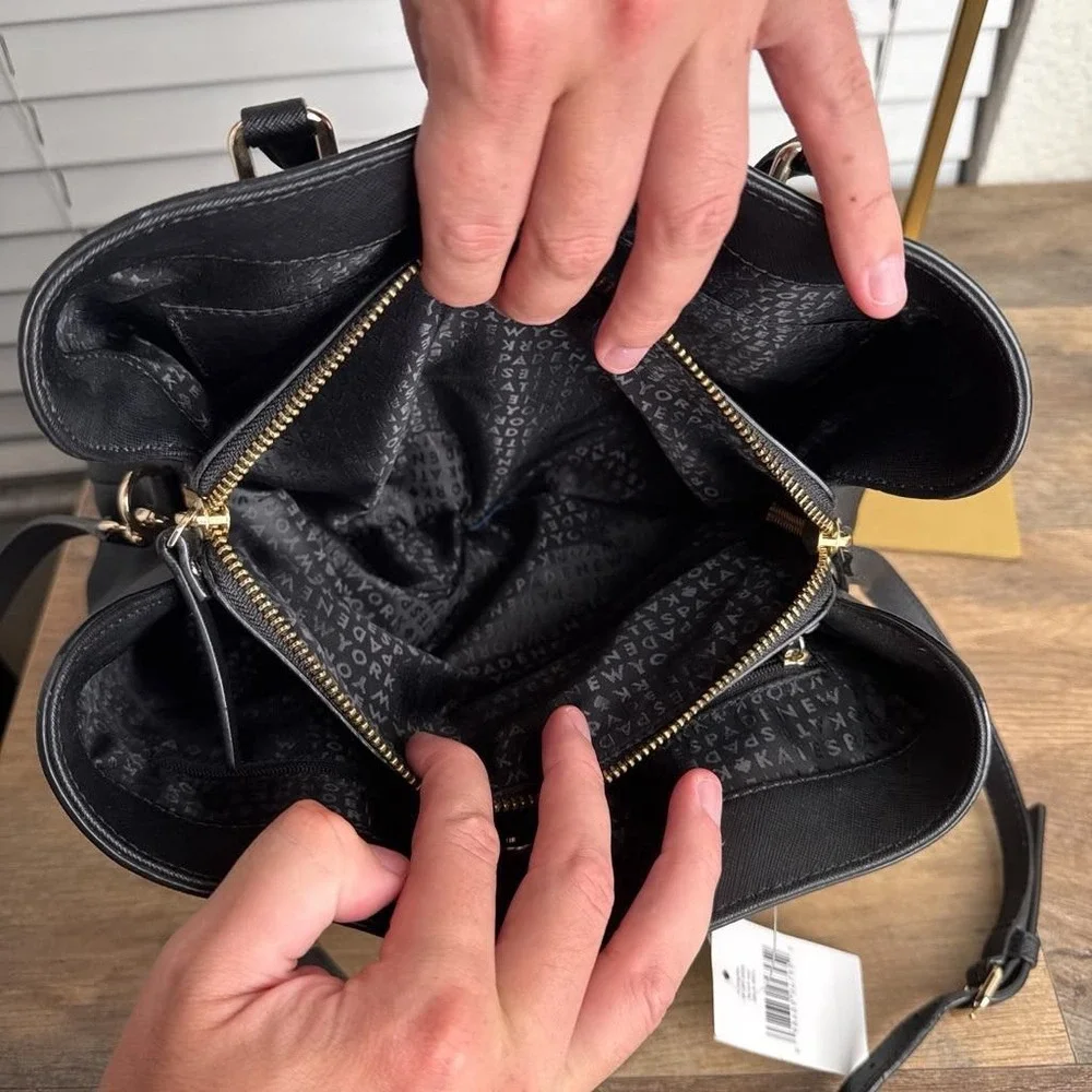 Kate Spade Laurel Way Evangelie Black Saffiano Leather Satchel Bag WKRU3930
